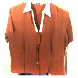 Vintage Dark Brown Collared Blouse 40’s or 50’s